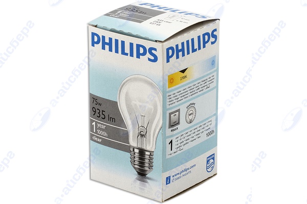 Лампа накаливания ЛОН 75вт А55 230в Е27 Philips БС0039